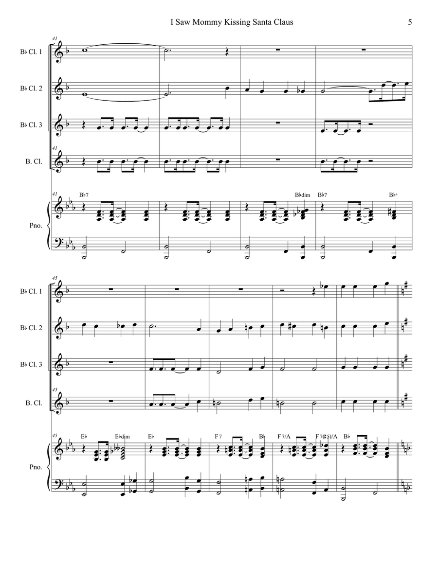 I Saw Mommy Kissing Santa Claus Clarinet Choir scores gallery preview page 5