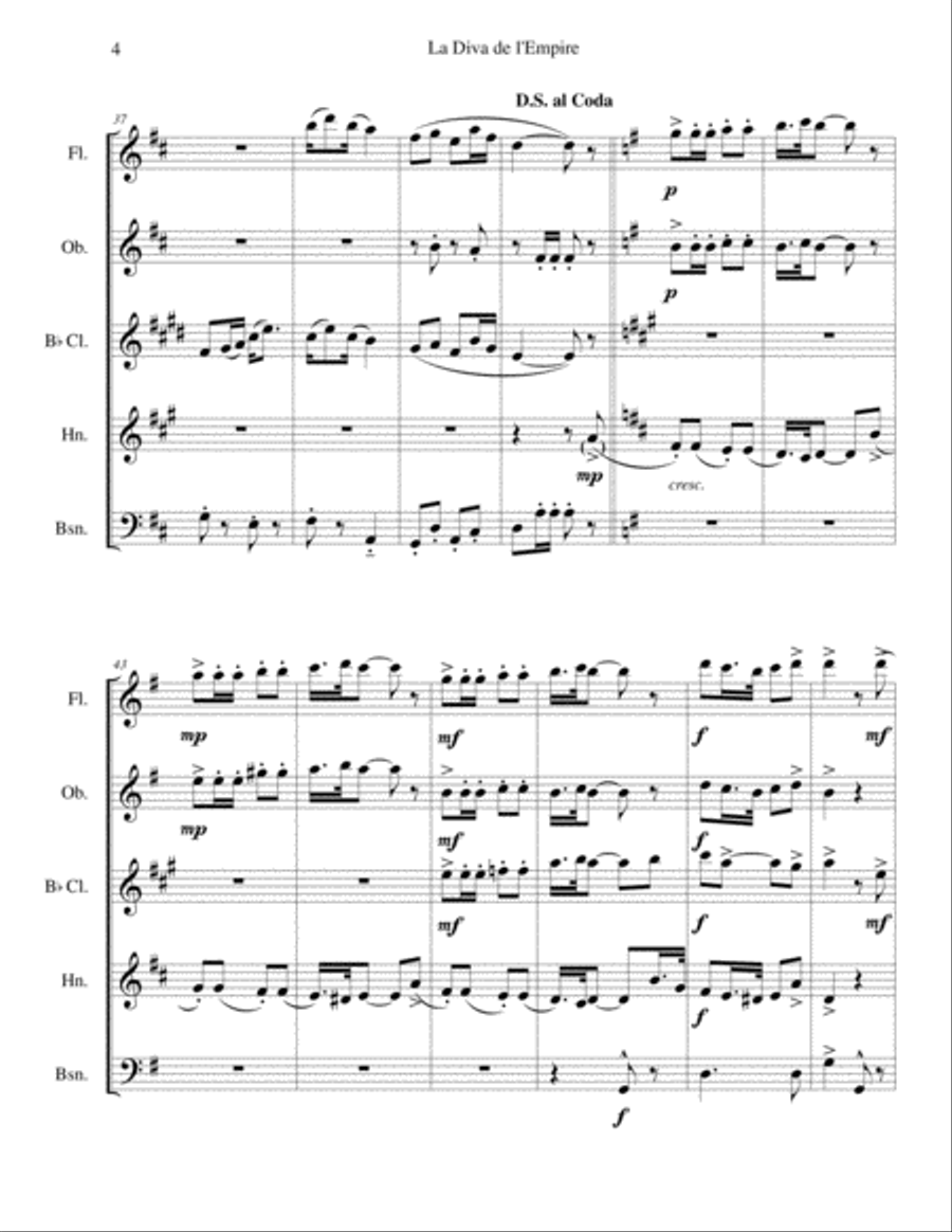 La Diva de l'Empire (woodwind quintet) Woodwind Quintet scores gallery preview page 4