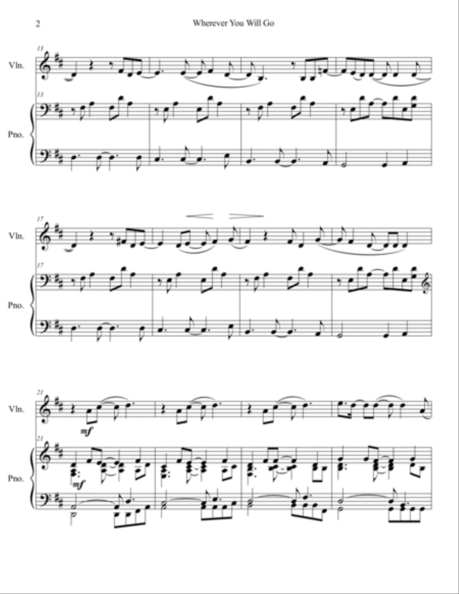 Wherever You Will Go Violin Solo scores gallery preview page 3