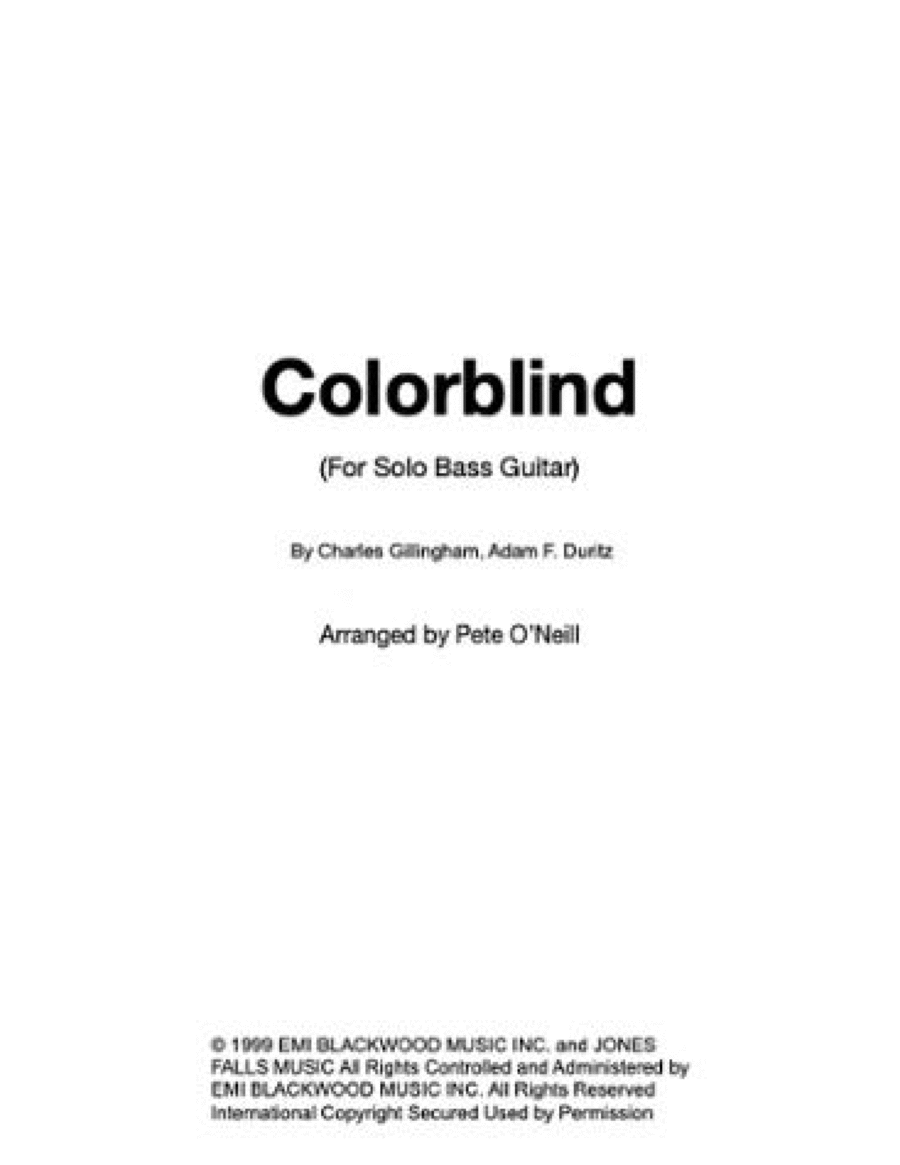 Colorblind Bass Guitar scores gallery preview page 1