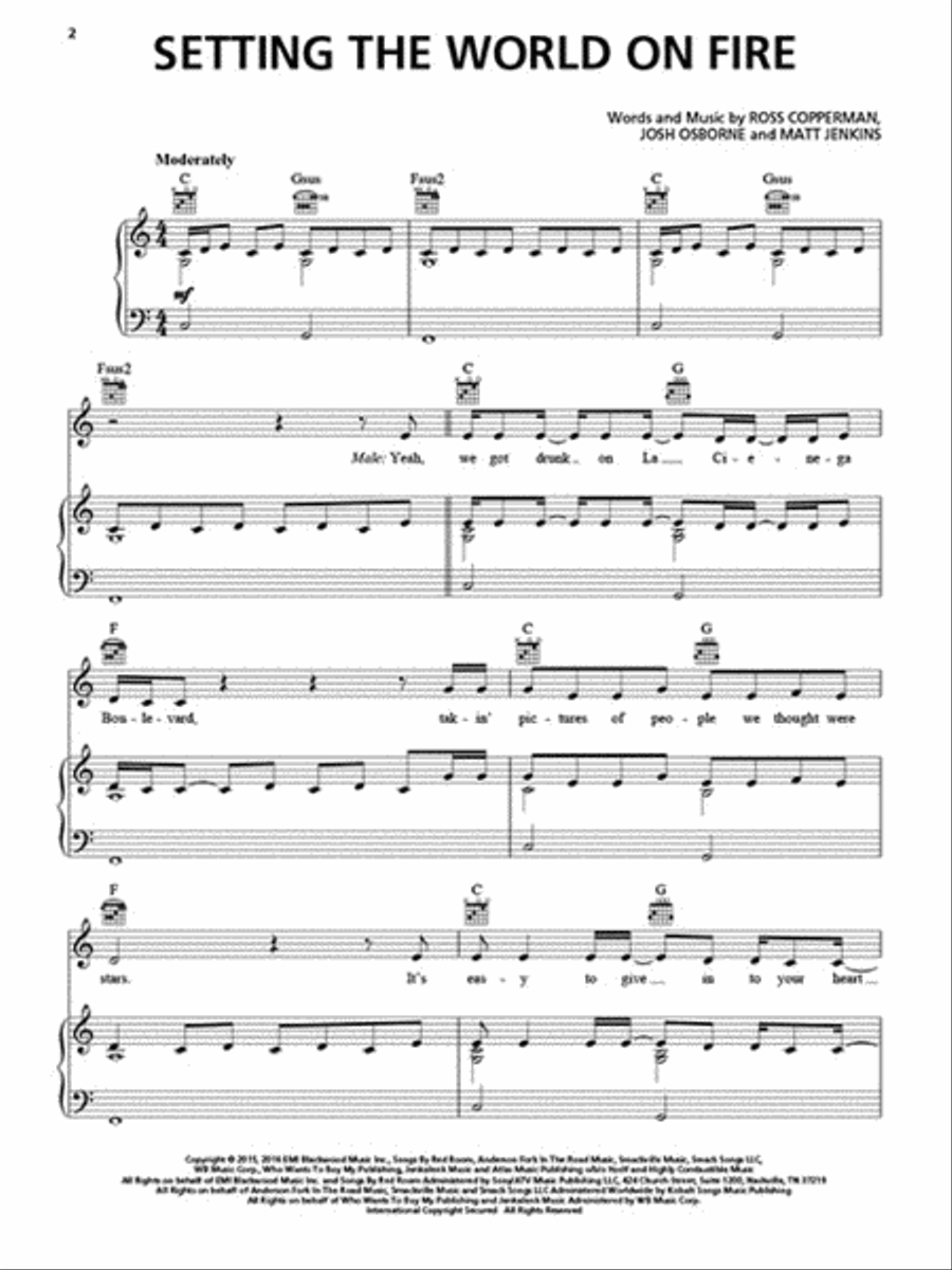 Setting the World on Fire Piano, Vocal, Guitar scores gallery preview page 2