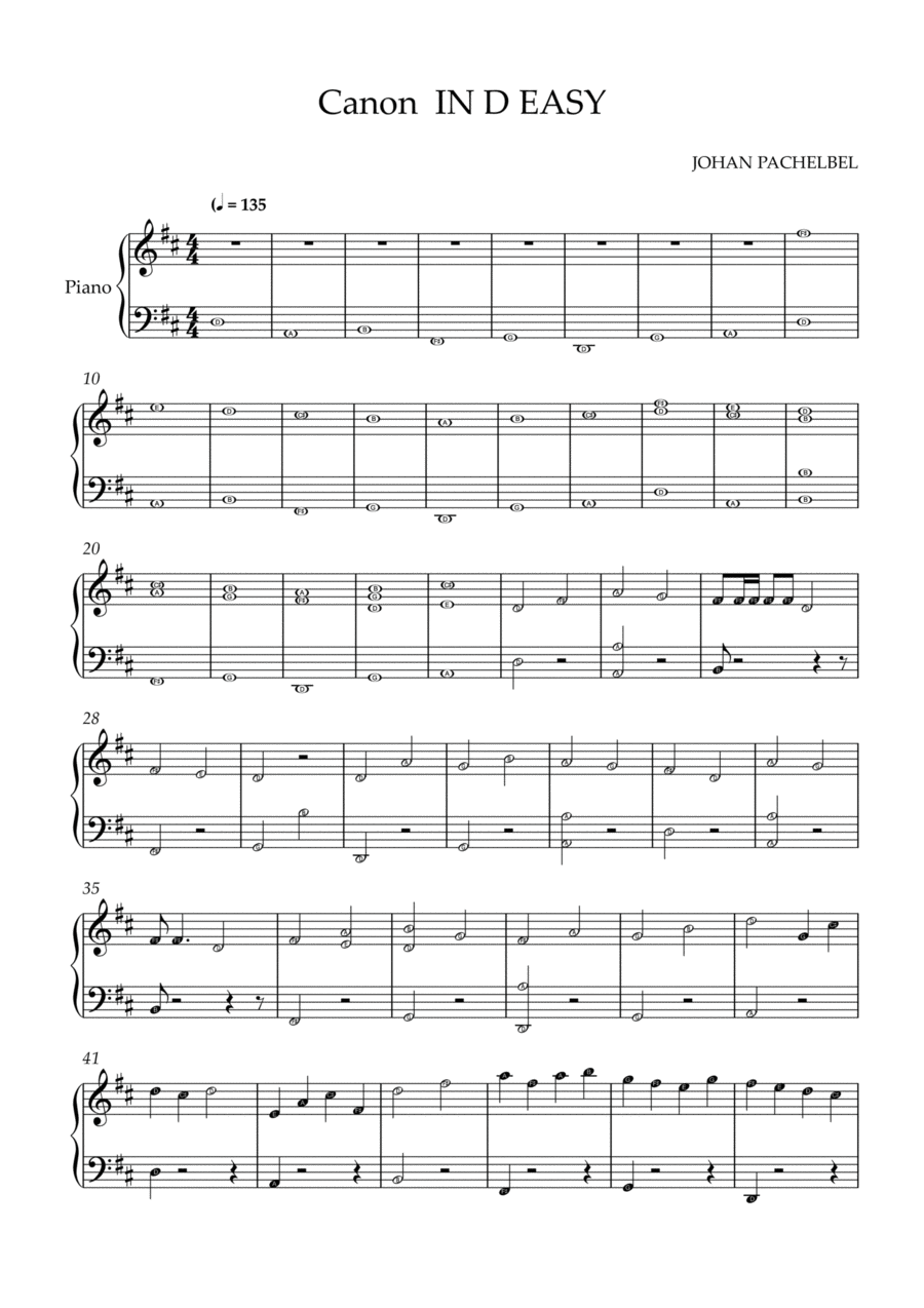 canon in d Easy Piano scores gallery preview page 1