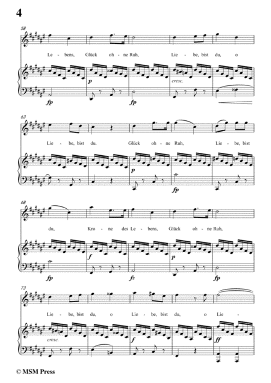 Schubert-Rastlose Liebe in F sharp Major,for voice and piano Voice Solo scores gallery preview page 6