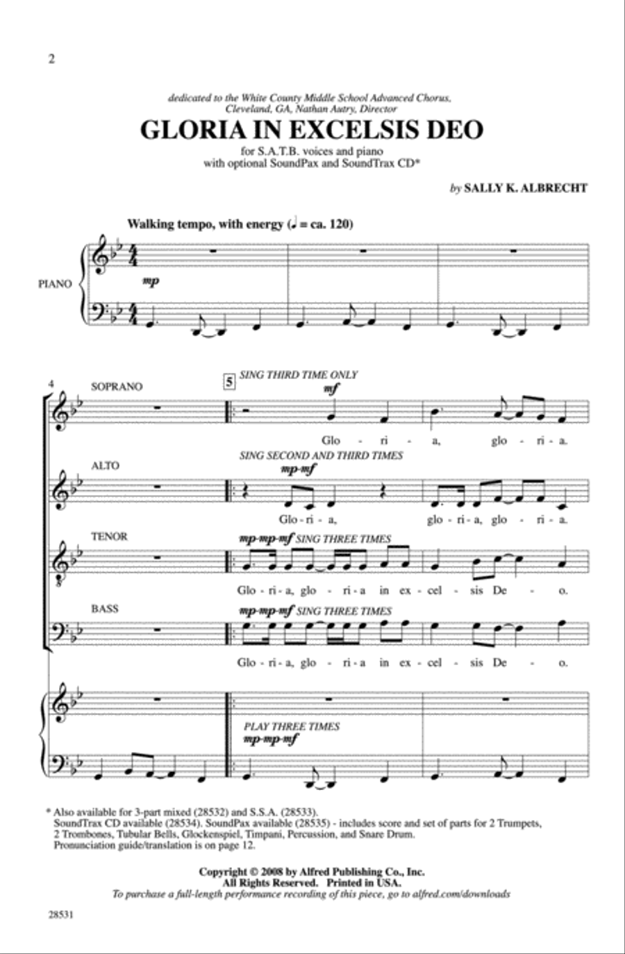 Gloria in Excelsis Deo 4-Part scores gallery preview page 2