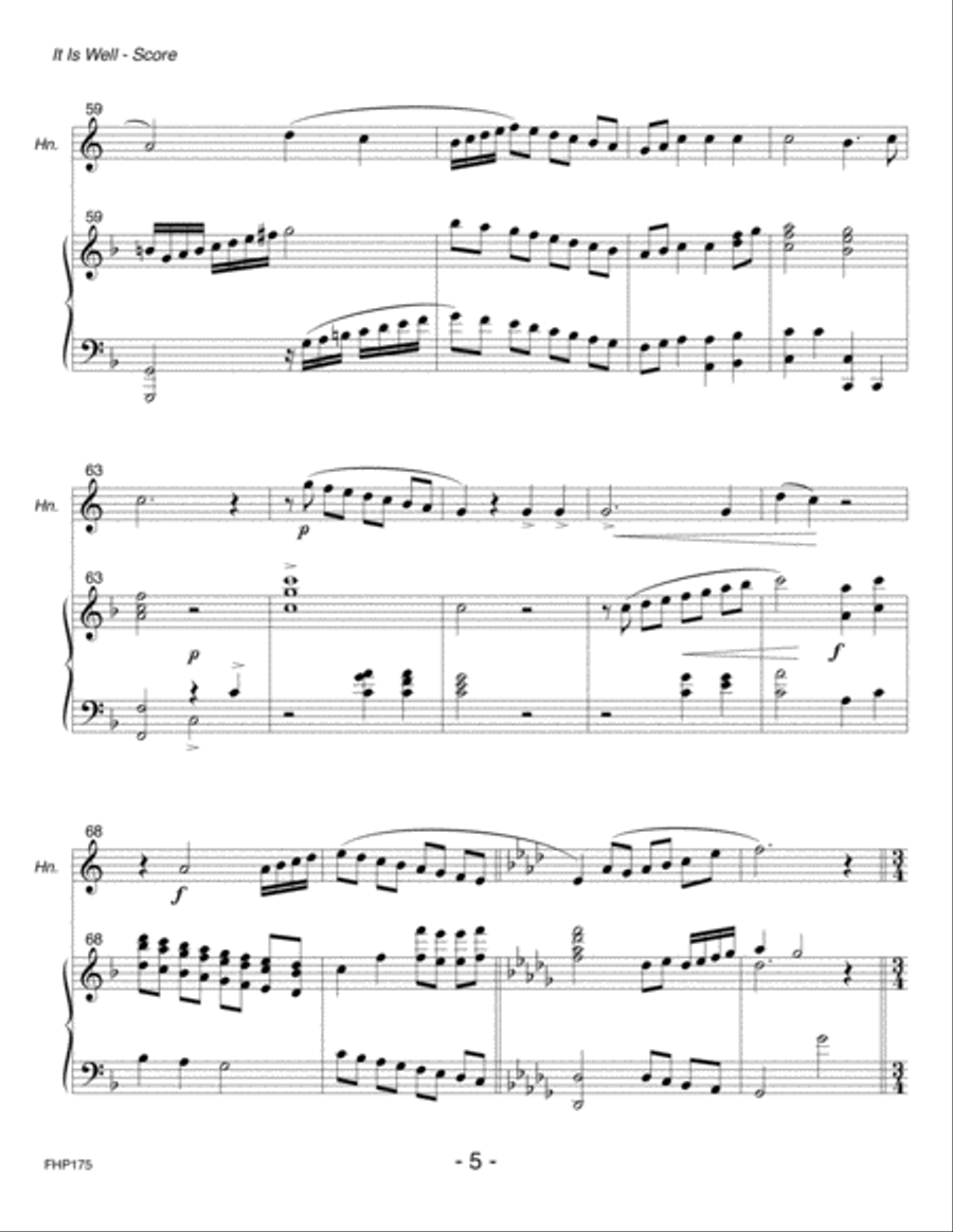IT IS WELL WITH MY SOUL - HORN in F SOLO with Piano Accompaniment Piano scores gallery preview page 5