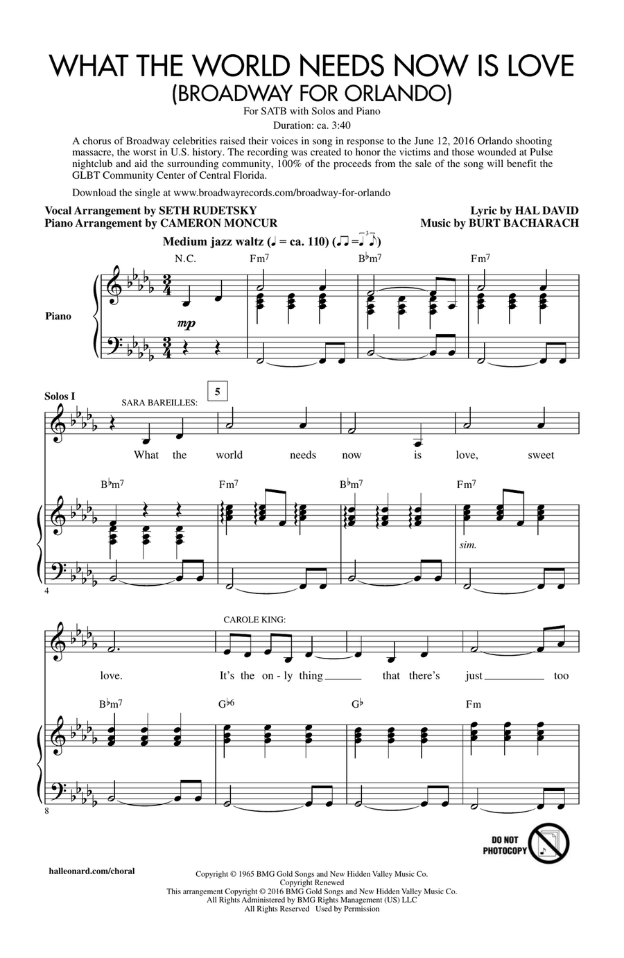 What The World Needs Now Is Love 4-Part scores gallery preview page 1