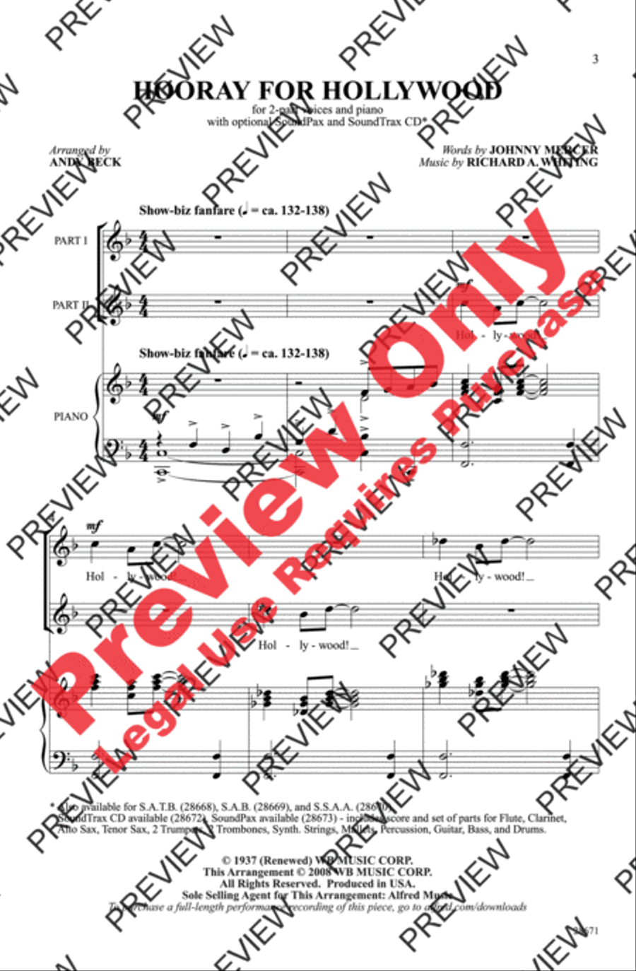 Hooray for Hollywood 2-Part scores gallery preview page 3