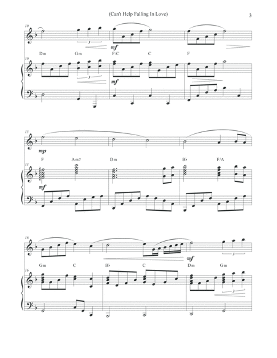 Can't Help Falling In Love Flute Solo scores gallery preview page 3