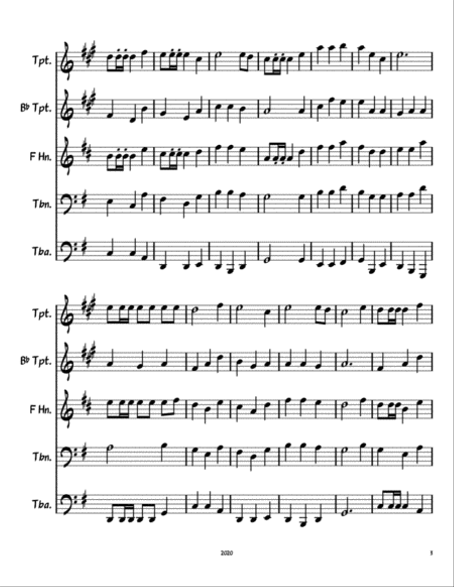 Immortal, Invisible, God Only Wise Brass Ensemble scores gallery preview page 3