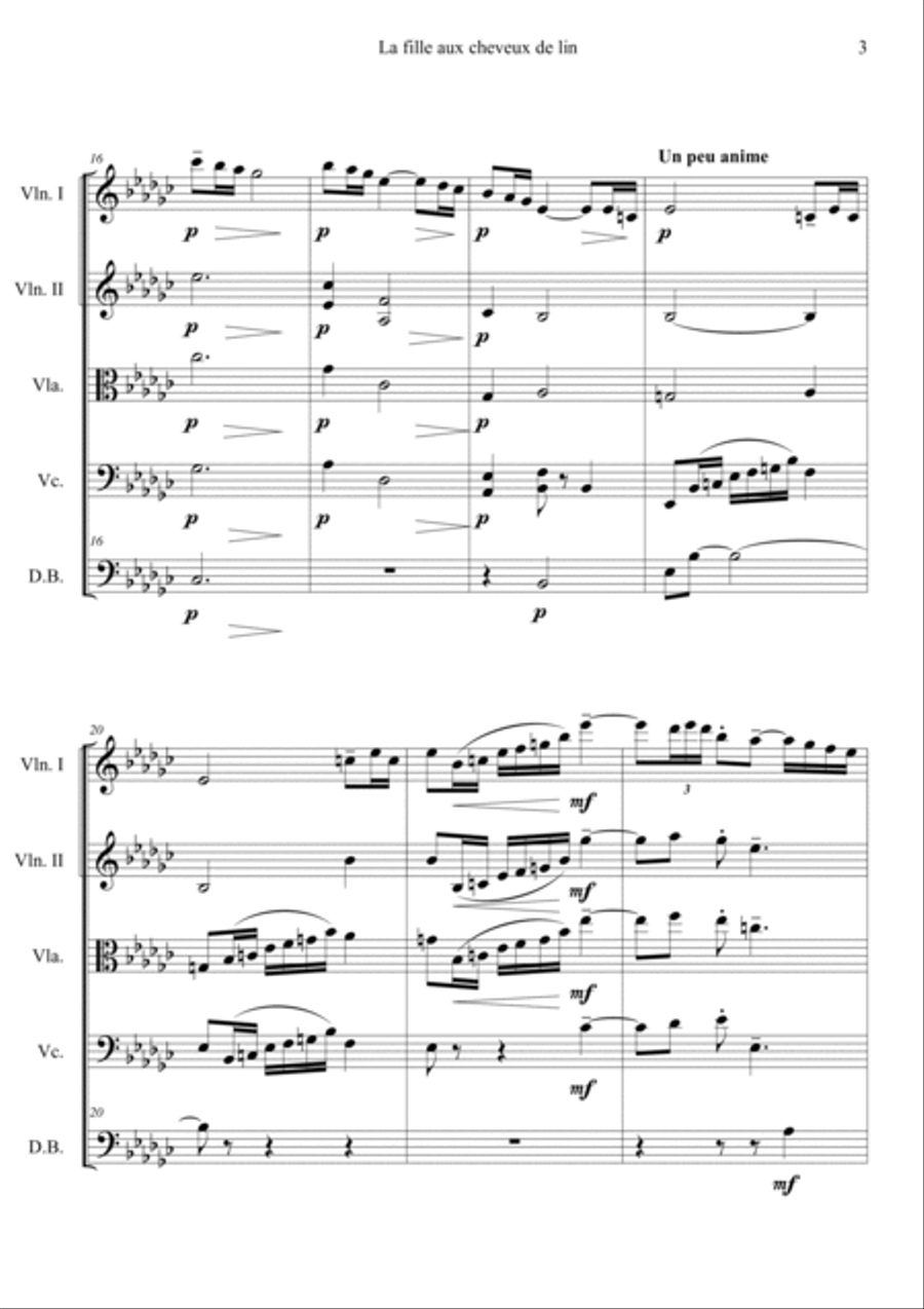 No.8 La Fille Aux Cheveux De Lin String Quintet scores gallery preview page 3