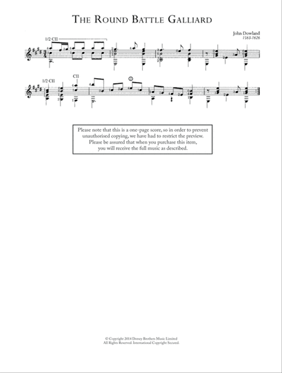 The Round Battle Galliard Acoustic Guitar scores gallery preview page 1