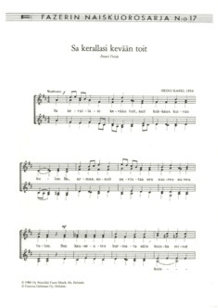 Sa kerallasi kesän toit / Tuuli se tuuli SA scores gallery preview page 1