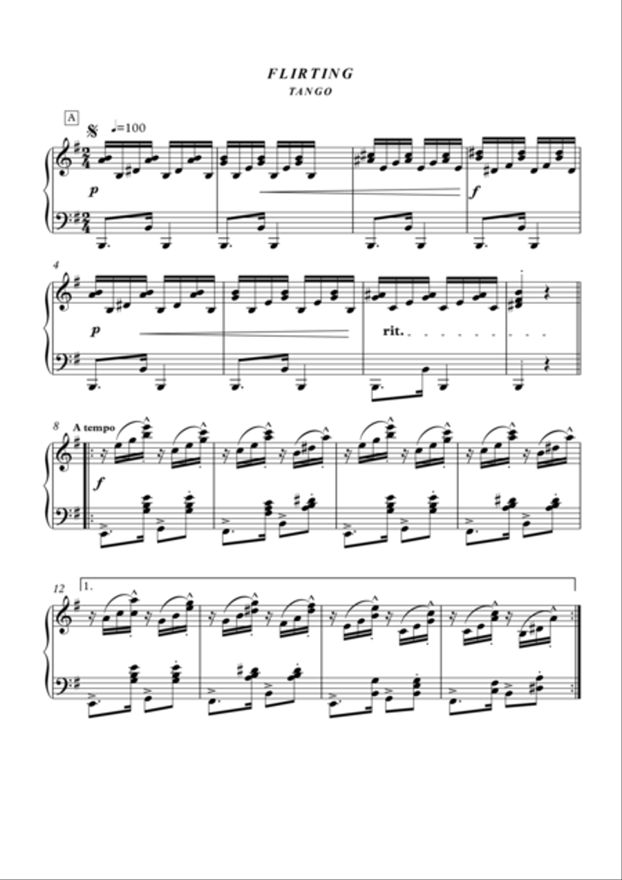 Flirting Tango piano solo advanced Piano Solo scores gallery preview page 1