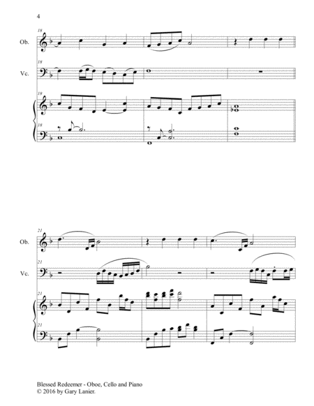 BLESSED REDEEMER(Trio – Oboe, Cello & Piano with Score/Parts) image number null