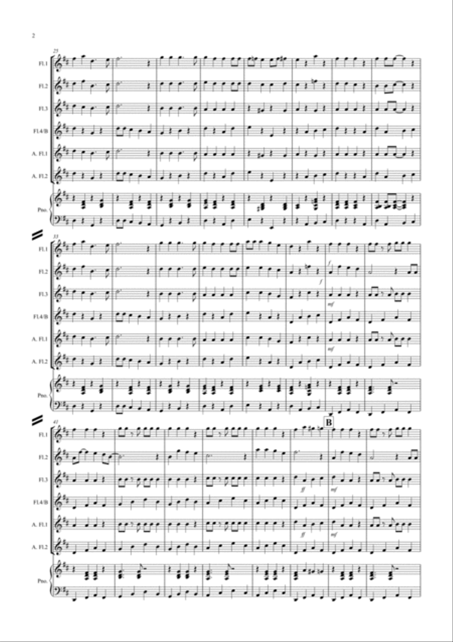 Jingle Bells (Jazzy Style!) for Flute Quartet Flute Quartet scores gallery preview page 2