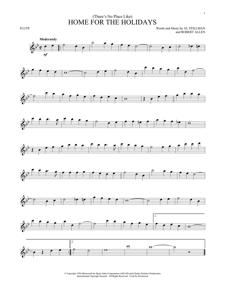 (There's No Place Like) Home For The Holidays Flute Solo scores gallery preview page 1