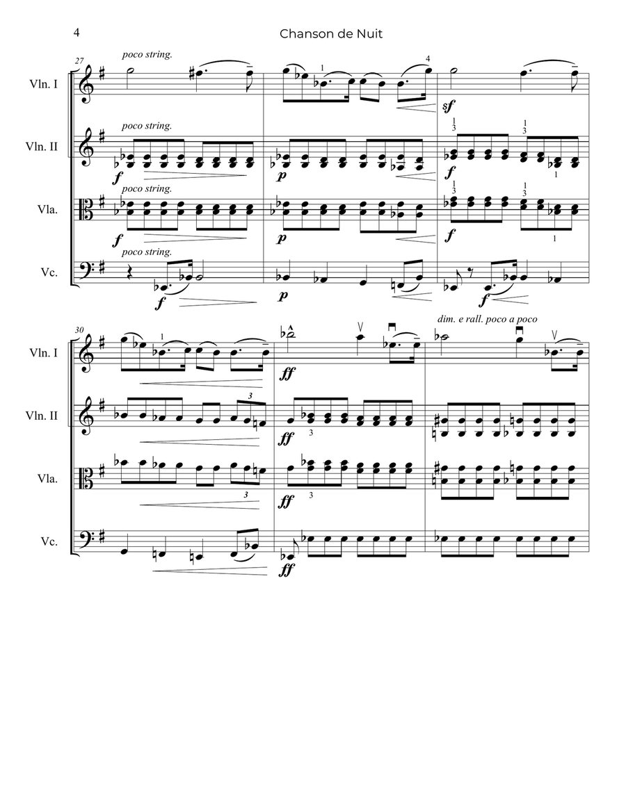 Elgar: Chanson de Nuit - String Trio, or 2 Violins and Cello String Trio scores gallery preview page 5