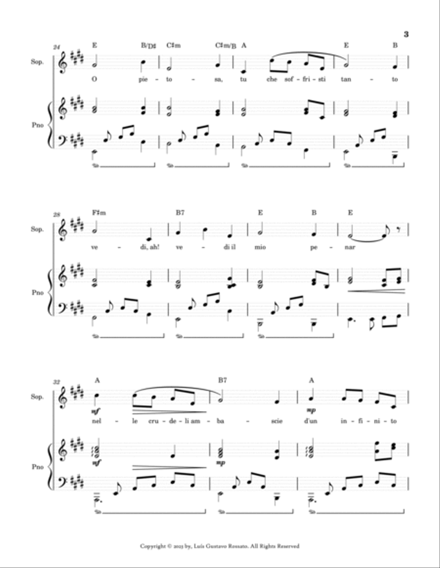 Mascagni - Ave Maria (SOPRANO - E Major) Voice scores gallery preview page 3