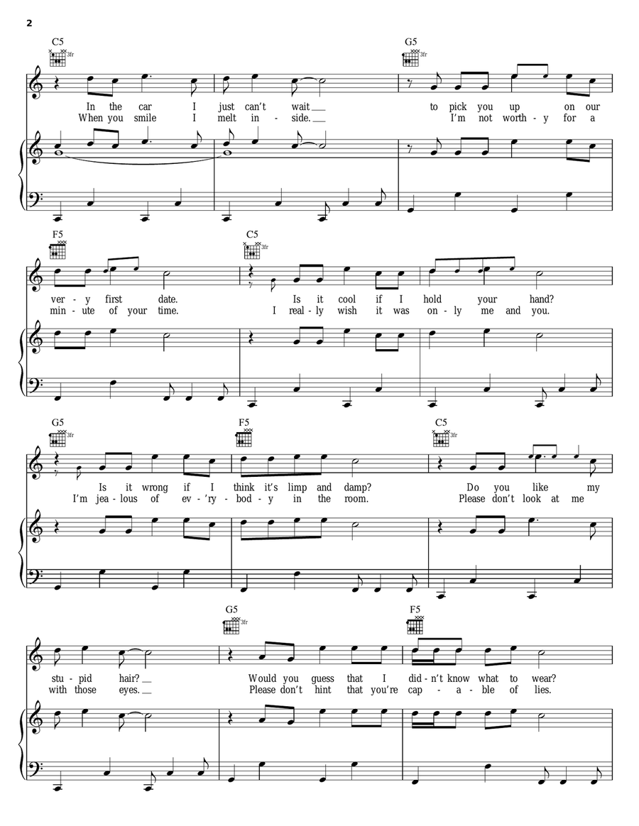First Date Piano, Vocal, Guitar scores gallery preview page 2