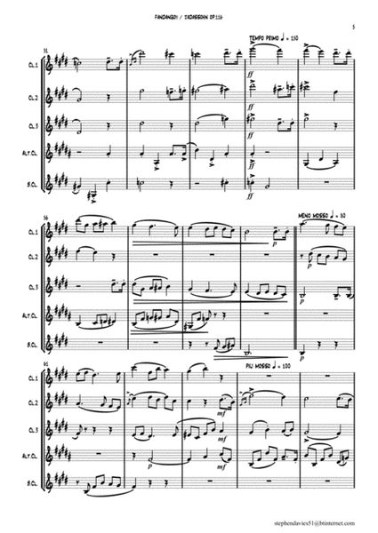 'Fandango!!' by Theodore Jadassohn for Clarinet Quintet. image number null
