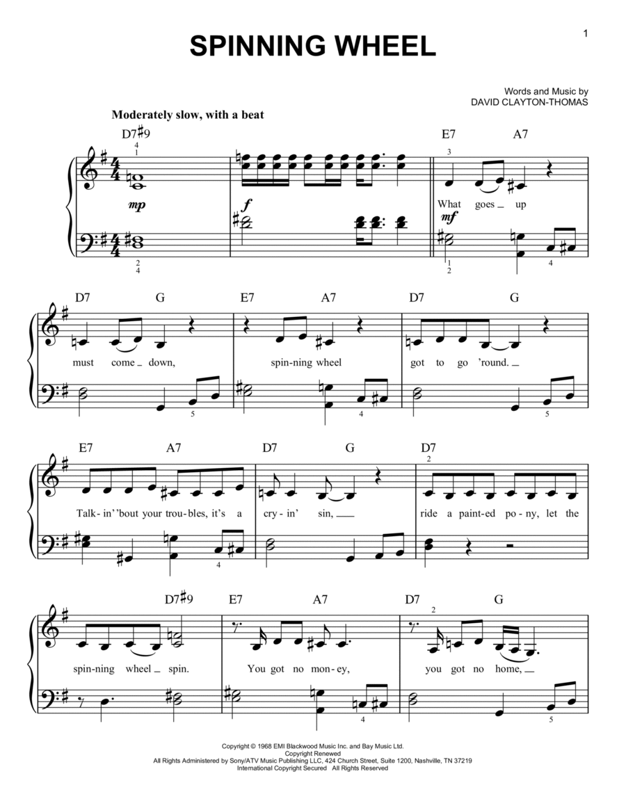 Spinning Wheel Easy Piano scores gallery preview page 1