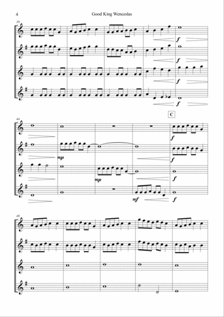 GOOD KING WENCESLAS - for Saxophone Quartet image number null