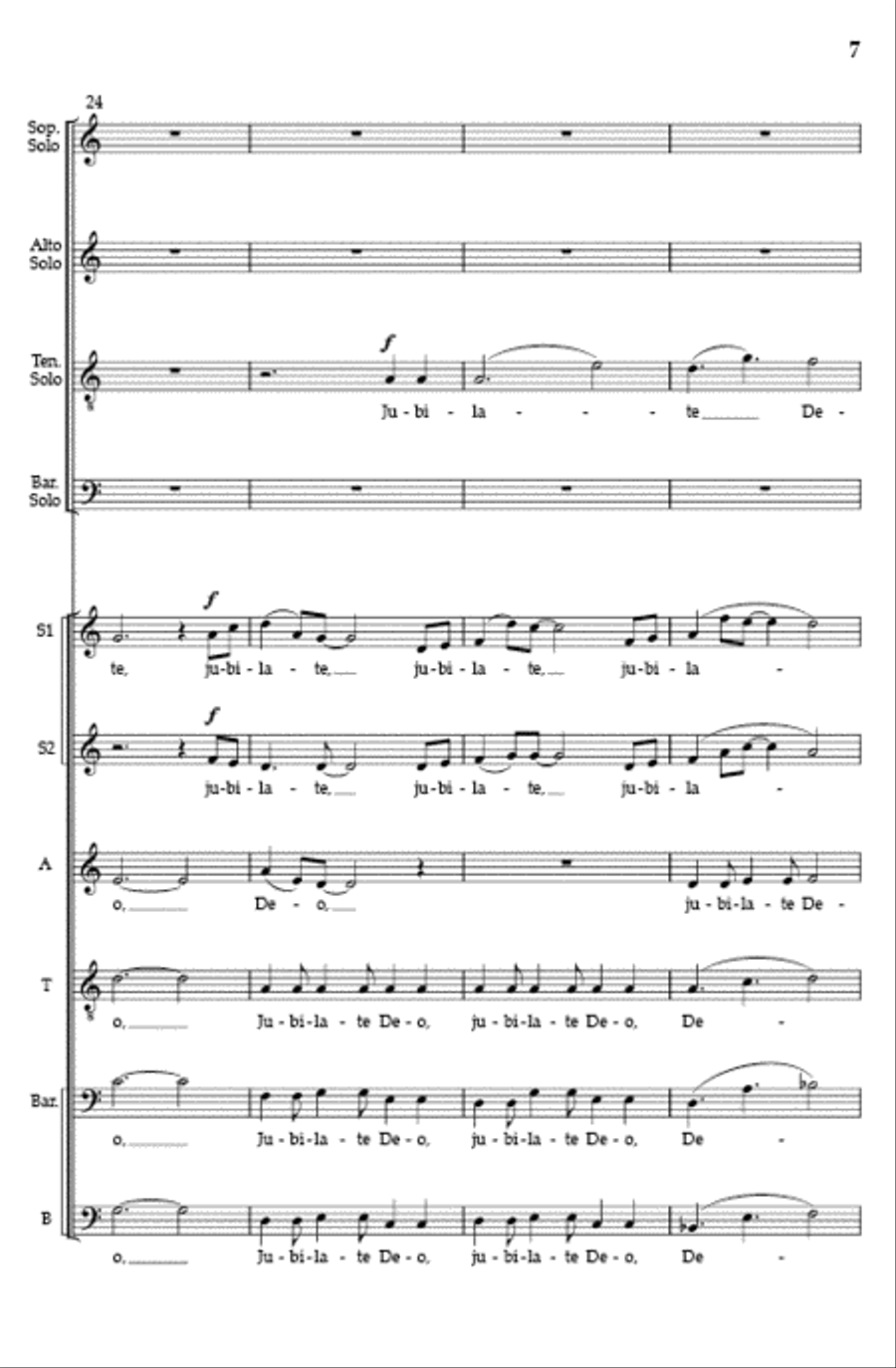 Jubilate Deo (SSATBB with SATB solos) 4-Part scores gallery preview page 6