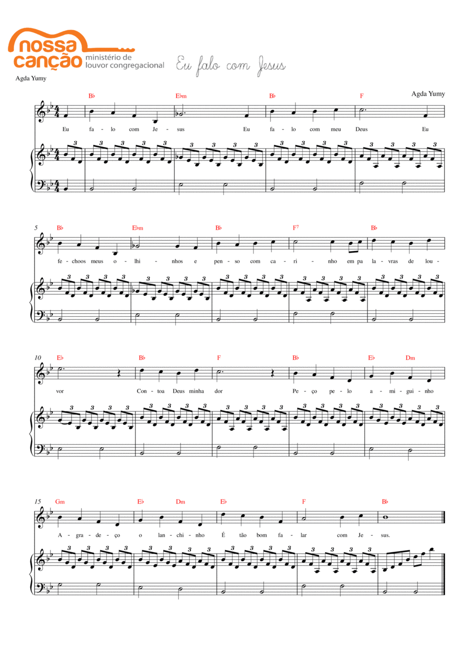 Eu falo com Jesus Easy Piano scores gallery preview page 1