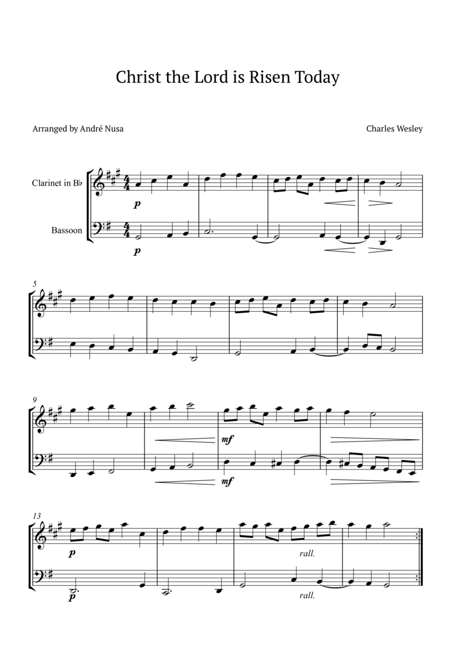 Christ the Lord is Risen Today Woodwind Duet scores gallery preview page 1