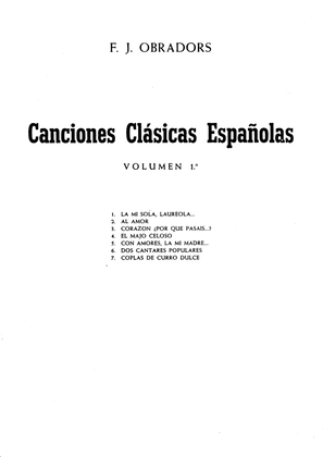 Canciones Clásicas Españolas, Volume 1