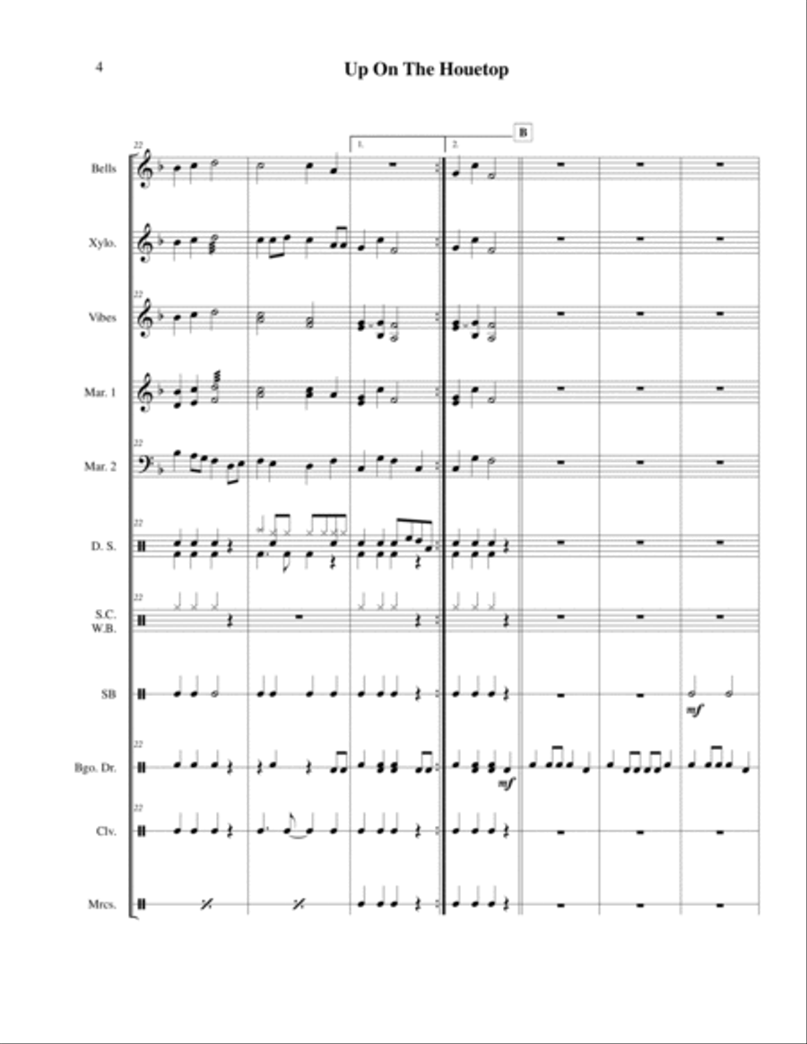 Up On The Housetop for Percussion Ensemble Percussion Ensemble scores gallery preview page 5