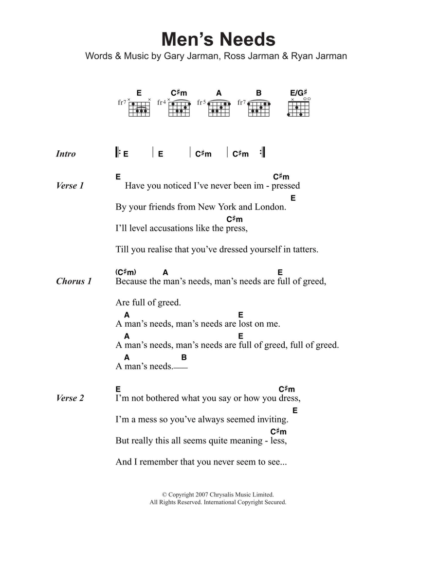 Men's Needs Acoustic Guitar scores gallery preview page 1