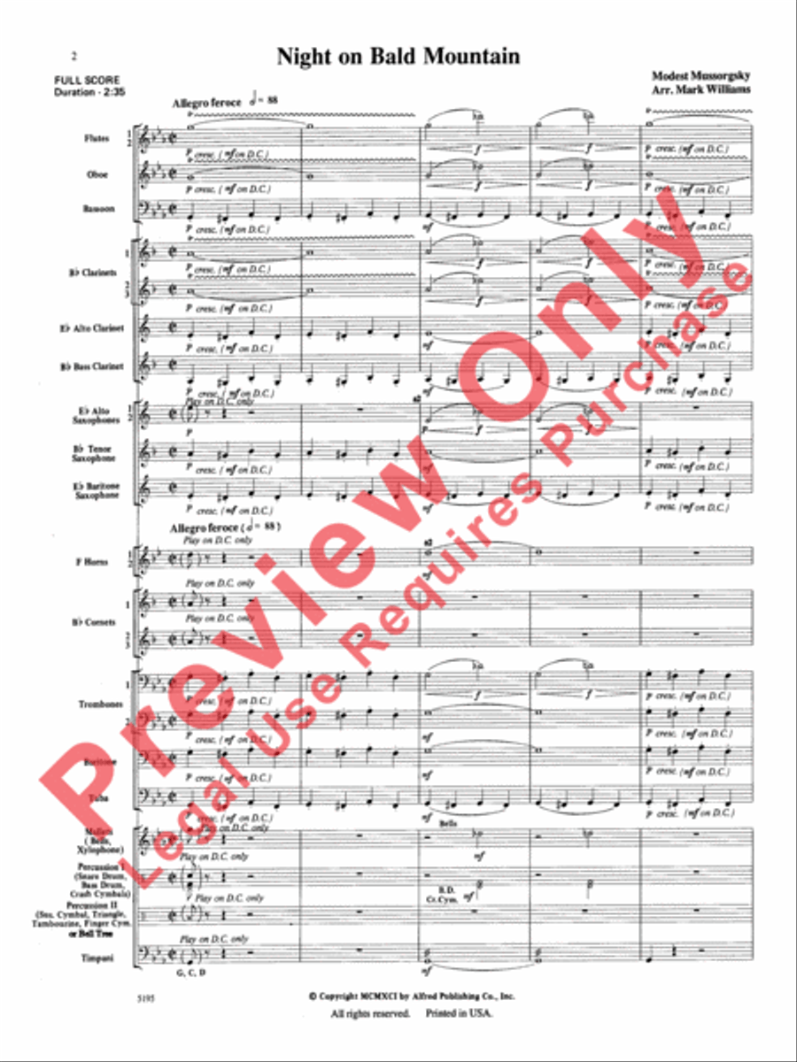 Night on Bald Mountain Night on Bald Mountain Concert Band scores gallery preview page 3