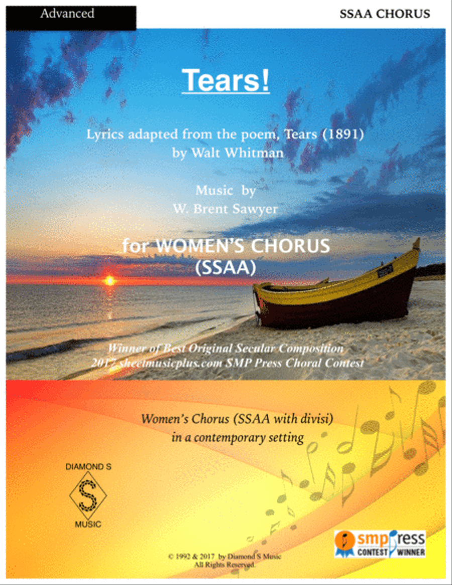Tears! - for A cappella Women's Chorus (SSAA) - Winner of 2017 Best Secular Choral Composition SSAA scores gallery preview page 1