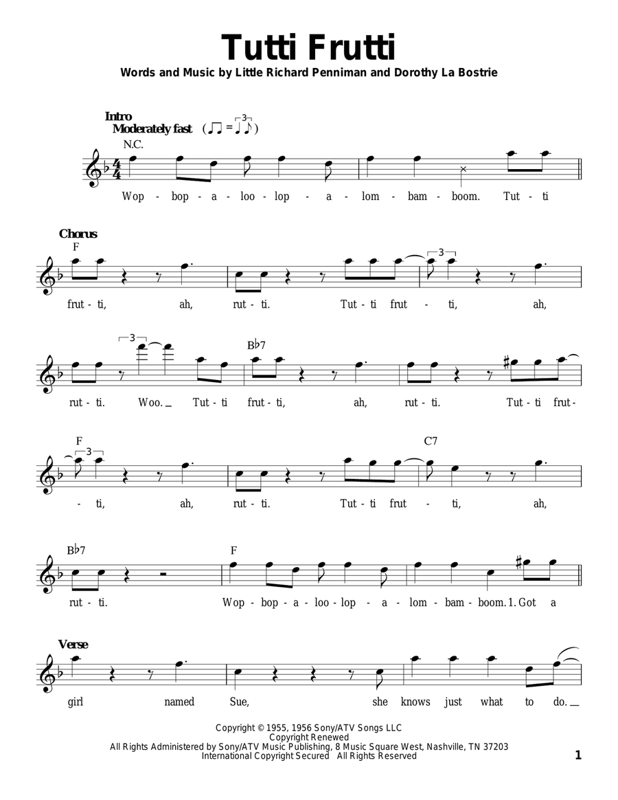 Tutti Frutti Voice scores gallery preview page 1