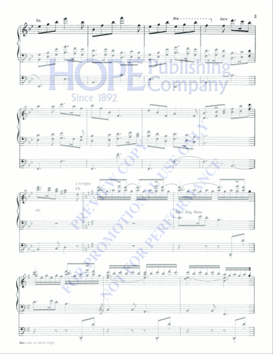 Pastorale on Silent Night Organ Solo scores gallery preview page 3
