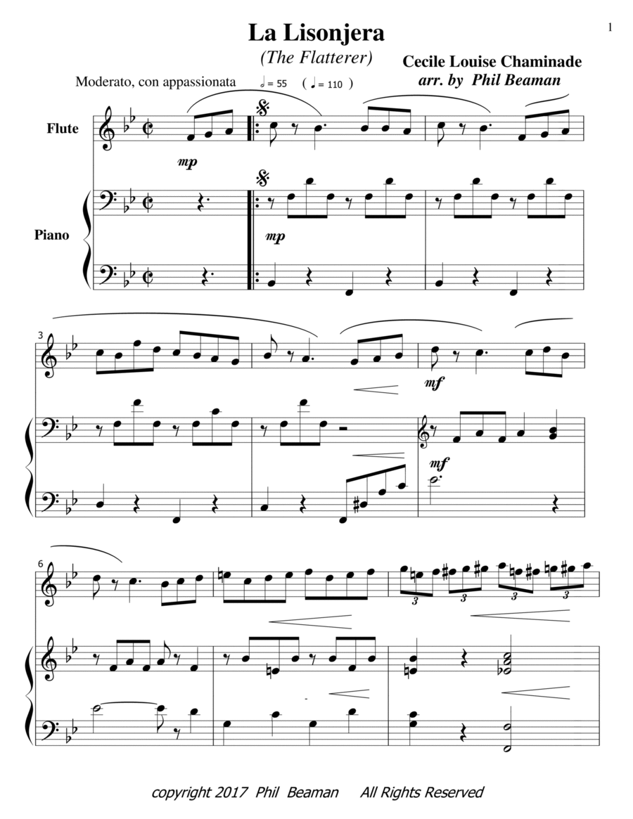 La Lisonjera - flute-piano Flute Solo scores gallery preview page 1