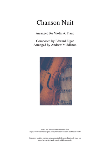 Chanson de nuit Op. 15 arranged for Violin and Piano image number null