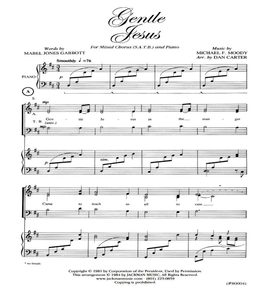 Gentle Jesus - SATB - Carter 4-Part scores gallery preview page 2