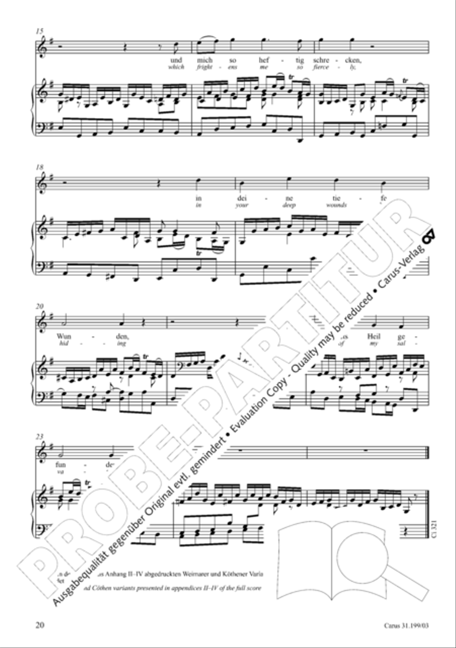 My heart is bathed in blood (Mein Herze schwimmt im Blut) Piccolo scores gallery preview page 21