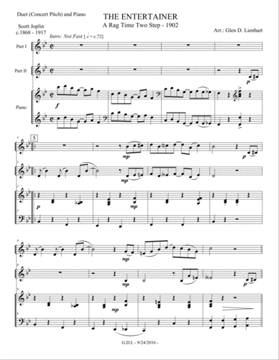 The Entertainer Brass Ensemble scores gallery preview page 1
