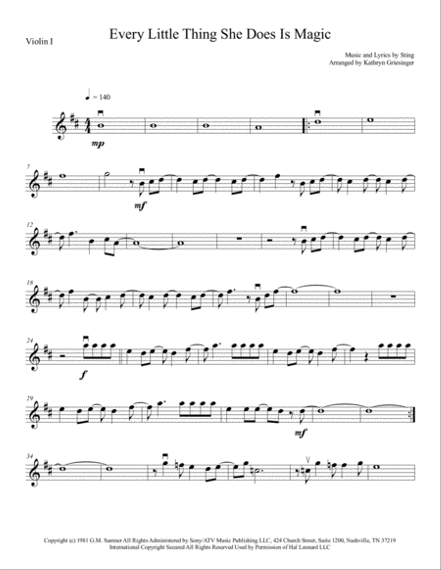 Every Little Thing She Does Is Magic String Quartet scores gallery preview page 1