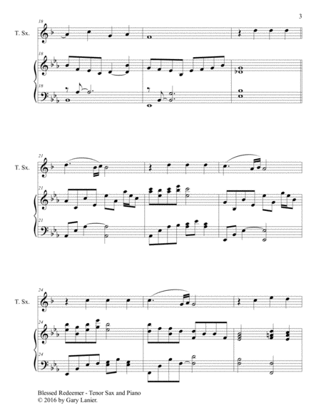 BLESSED REDEEMER(Duet – Tenor Sax & Piano with Score/Part) image number null