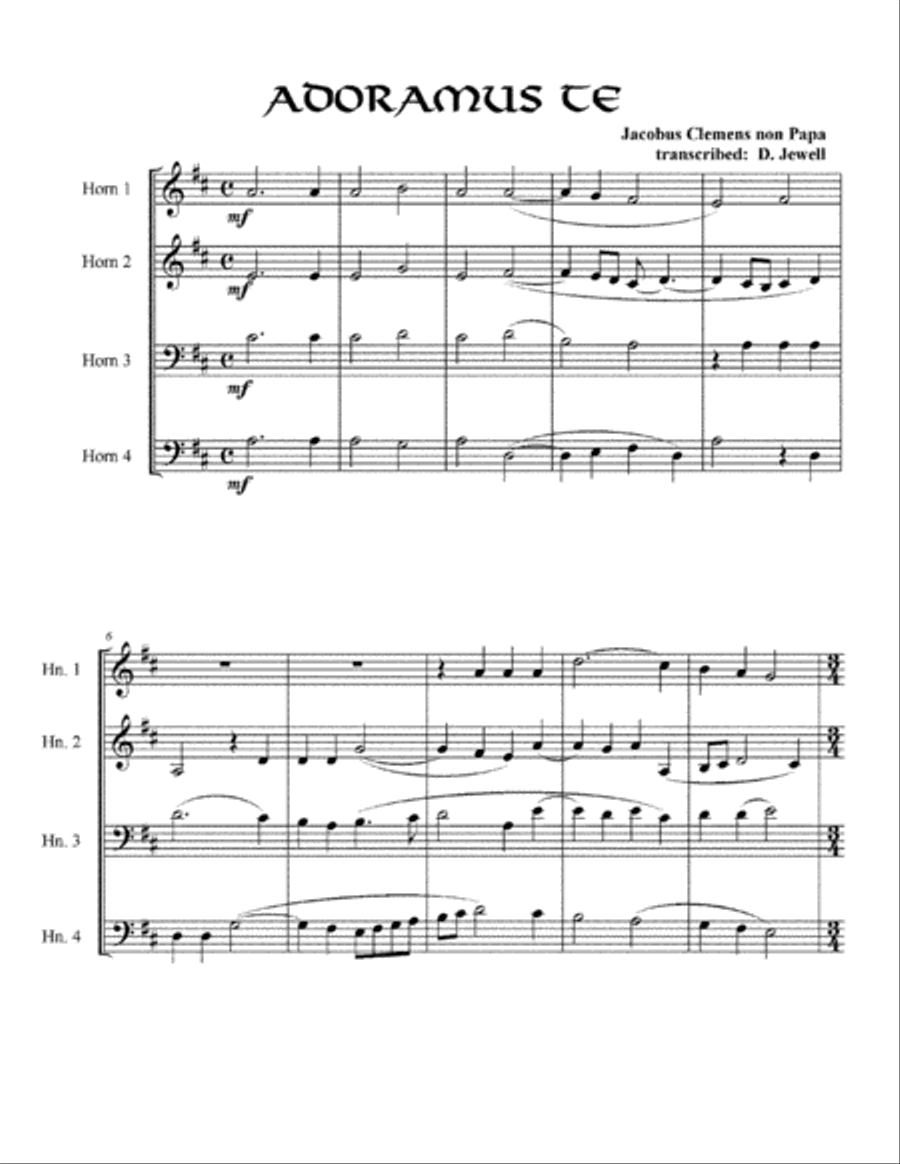 Adoramus te Adoramus te 4-Part scores gallery preview page 1