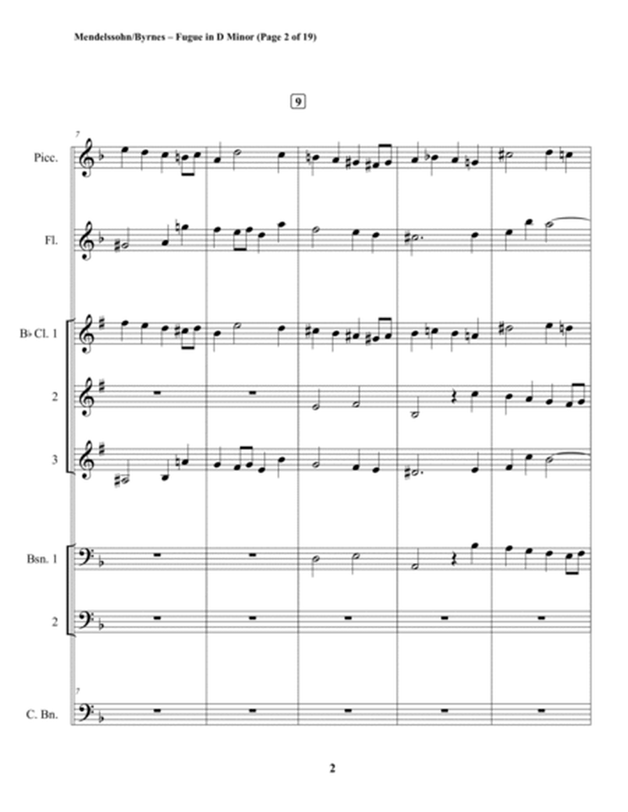 Mendelssohn - Fugue in D Minor, Op. 37 (Woodwind Choir) image number null