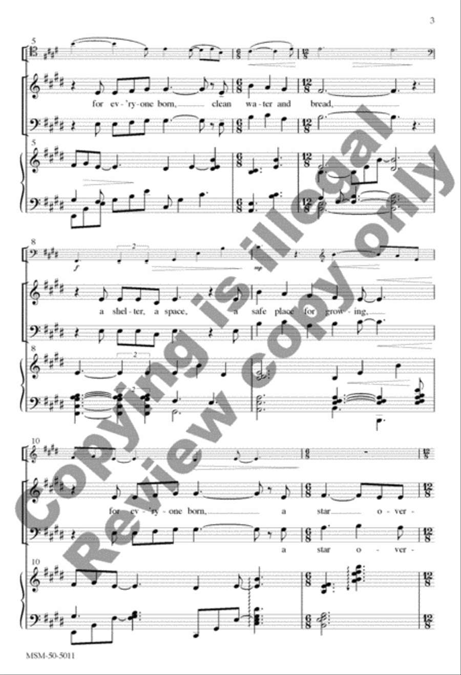 For Everyone Born (Choral Score) 4-Part scores gallery preview page 3