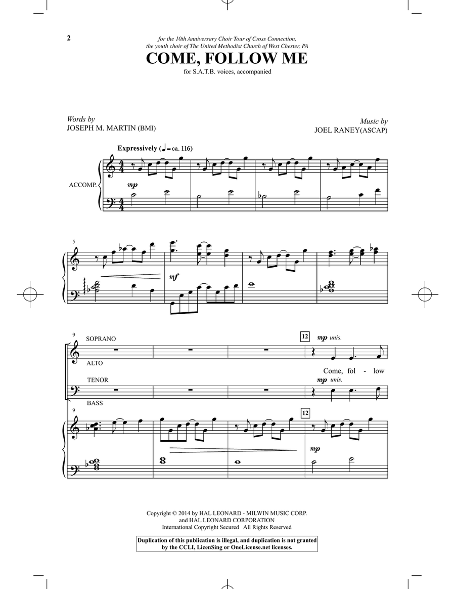 Come, Follow Me 4-Part scores gallery preview page 1