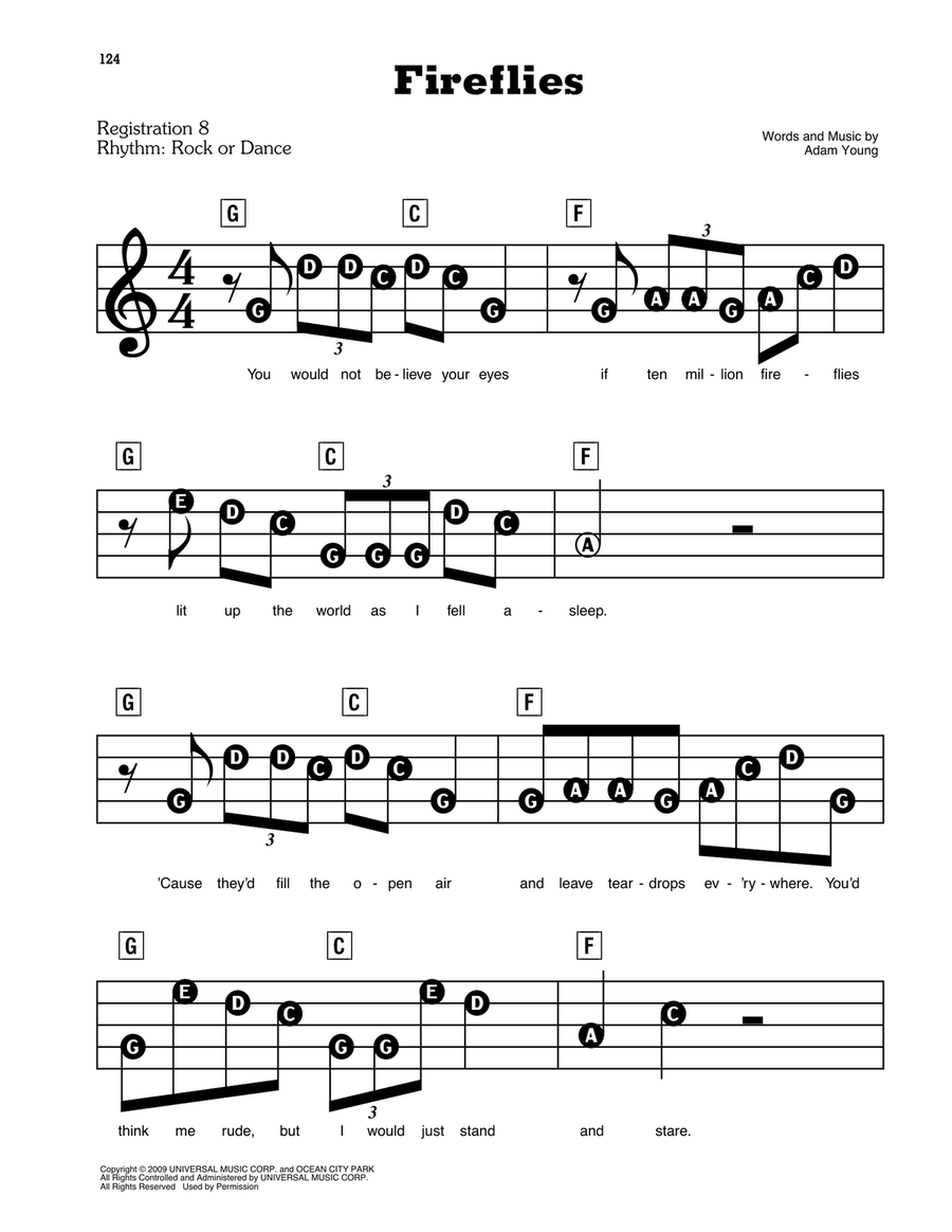 Fireflies Electronic Keyboard scores gallery preview page 1