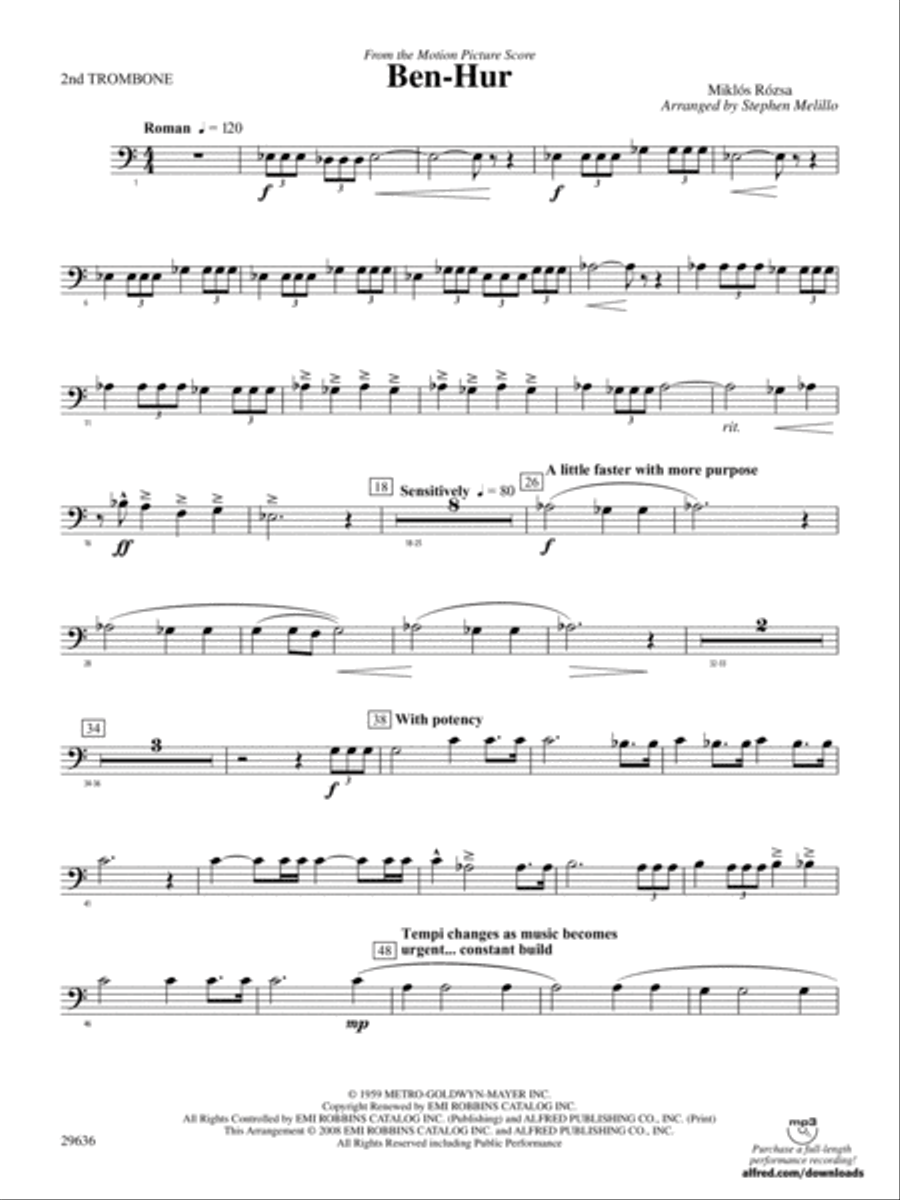 Ben-Hur: 2nd Trombone Concert Band scores gallery preview page 1