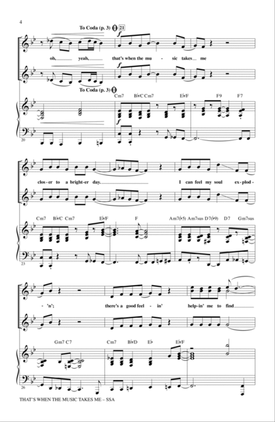 That's When The Music Takes Me SSA scores gallery preview page 3